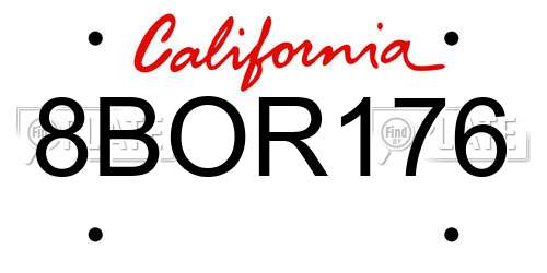8BOR176 California License Plate