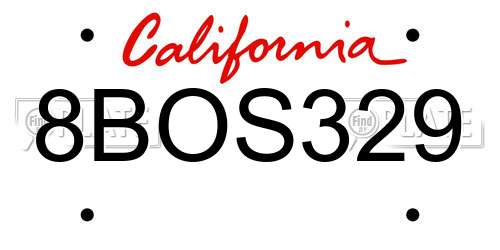 8BOS329 California License Plate