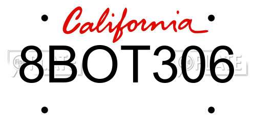 8BOT306 California License Plate