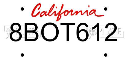 8BOT612 California License Plate