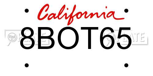 8BOT65 California License Plate