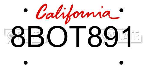 8BOT891 California License Plate