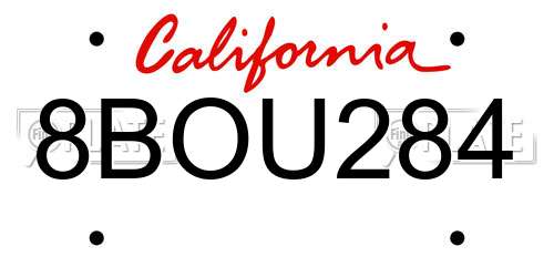 8BOU284 California License Plate