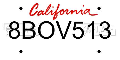 8BOV513 California License Plate