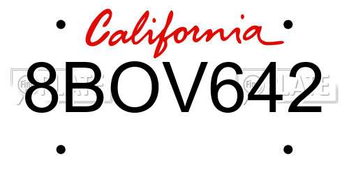 8BOV642 California License Plate