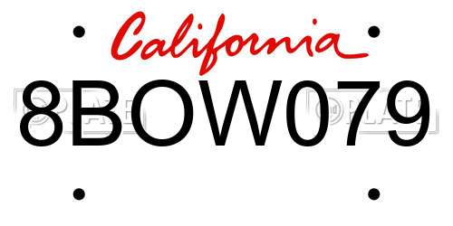 8BOW079 California License Plate