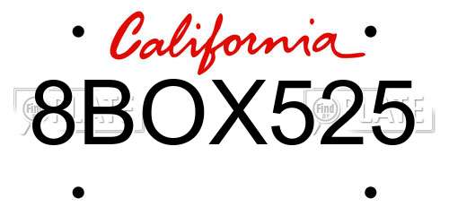 8BOX525 California License Plate