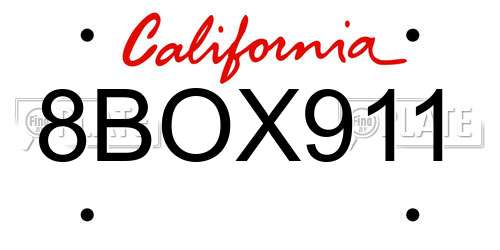 8BOX911 California License Plate