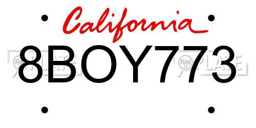 8BOY773 California License Plate