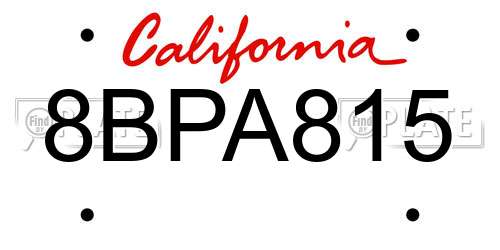 8BPA815 California License Plate