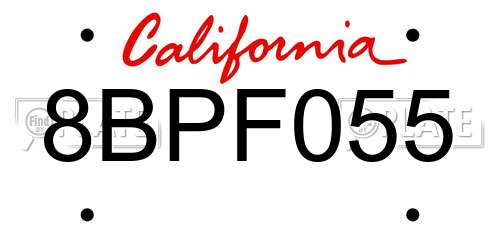8BPF055 California License Plate
