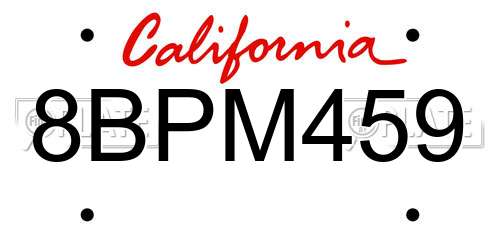 8BPM459 California License Plate