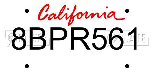 8BPR561 California License Plate