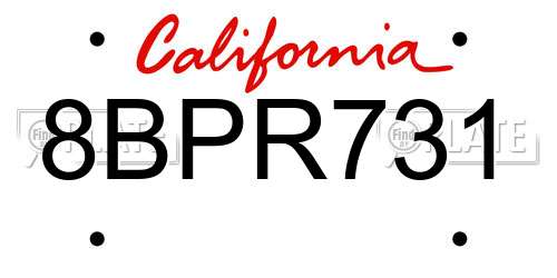 8BPR731 California License Plate