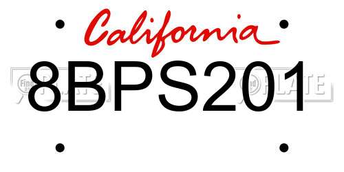 8BPS201 California License Plate
