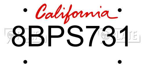 8BPS731 California License Plate