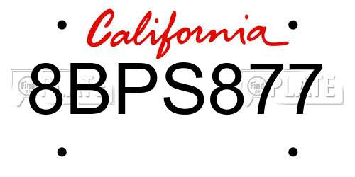 8BPS877 California License Plate