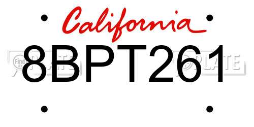 8BPT261 California License Plate