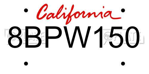 8BPW150 California License Plate