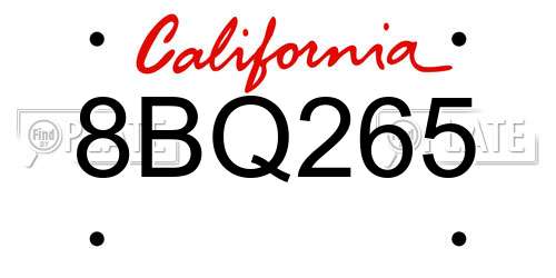 8BQ265 California License Plate
