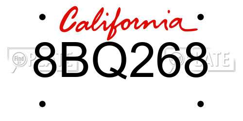 8BQ268 California License Plate