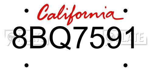 8BQ7591 California License Plate