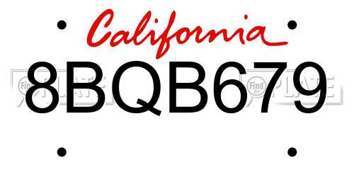8BQB679 California License Plate