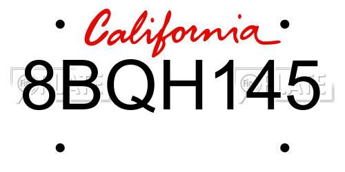 8BQH145 California License Plate