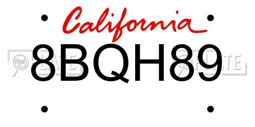 8BQH89 California License Plate