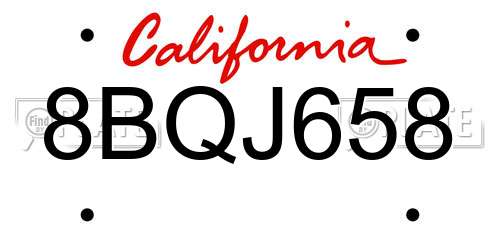 8BQJ658 California License Plate