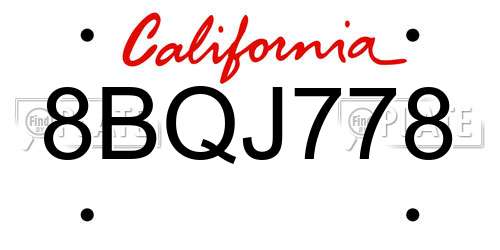 8BQJ778 California License Plate