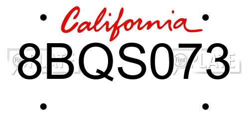 8BQS073 California License Plate