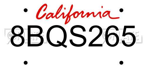8BQS265 California License Plate
