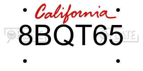8BQT65 California License Plate