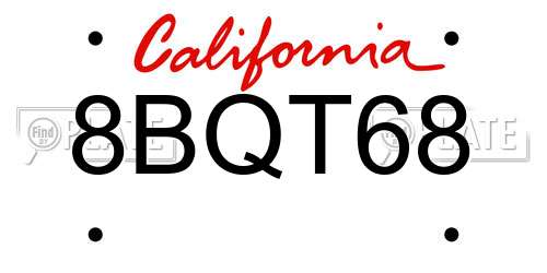 8BQT68 California License Plate