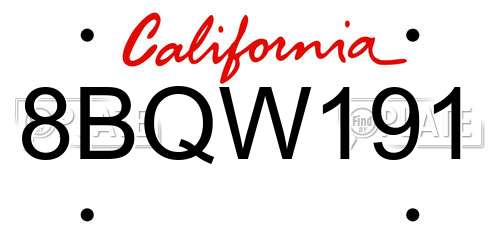 8BQW191 California License Plate