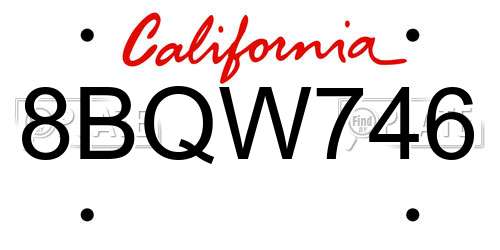 8BQW746 California License Plate