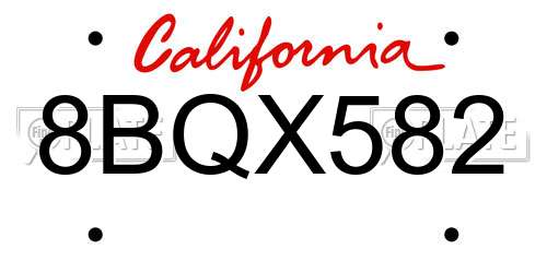 8BQX582 California License Plate