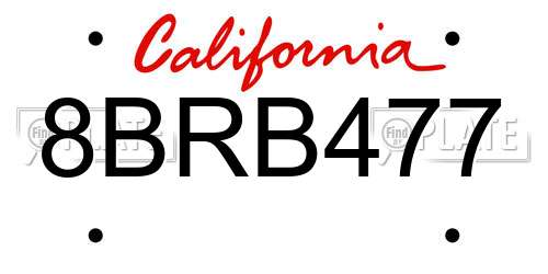 8BRB477 California License Plate