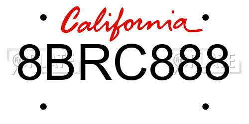 8BRC888 California License Plate