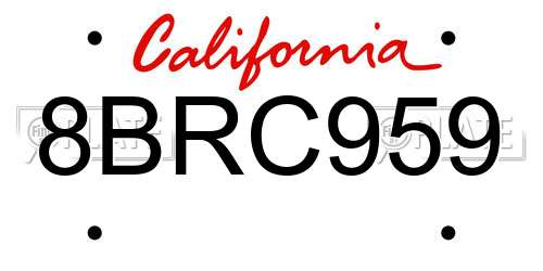 8BRC959 California License Plate