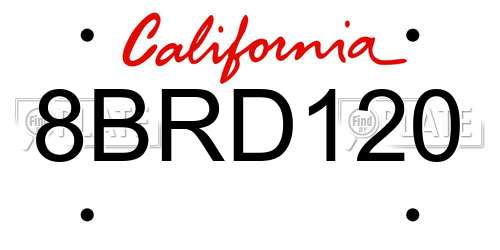 8BRD120 California License Plate