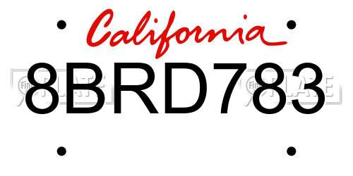 8BRD783 California License Plate