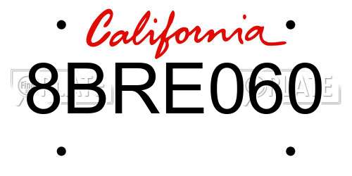 8BRE060 California License Plate