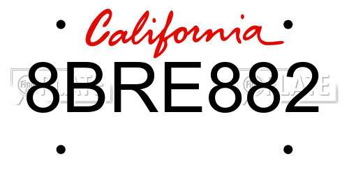 8BRE882 California License Plate