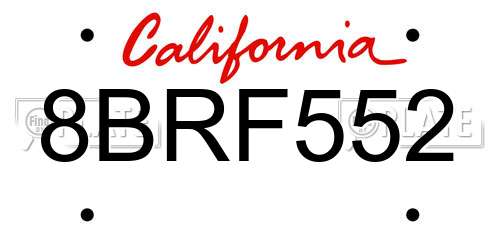 8BRF552 California License Plate
