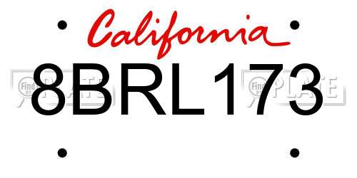 8BRL173 California License Plate