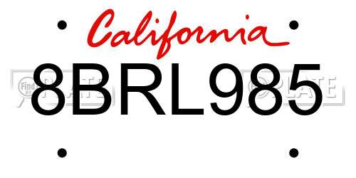 8BRL985 California License Plate