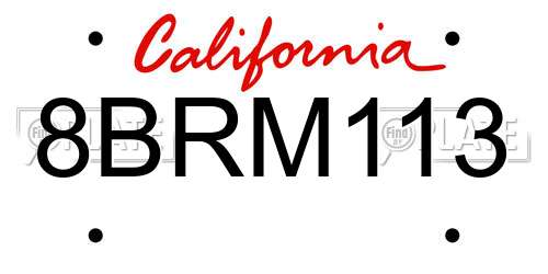 8BRM113 California License Plate
