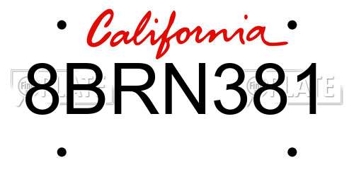 8BRN381 California License Plate
